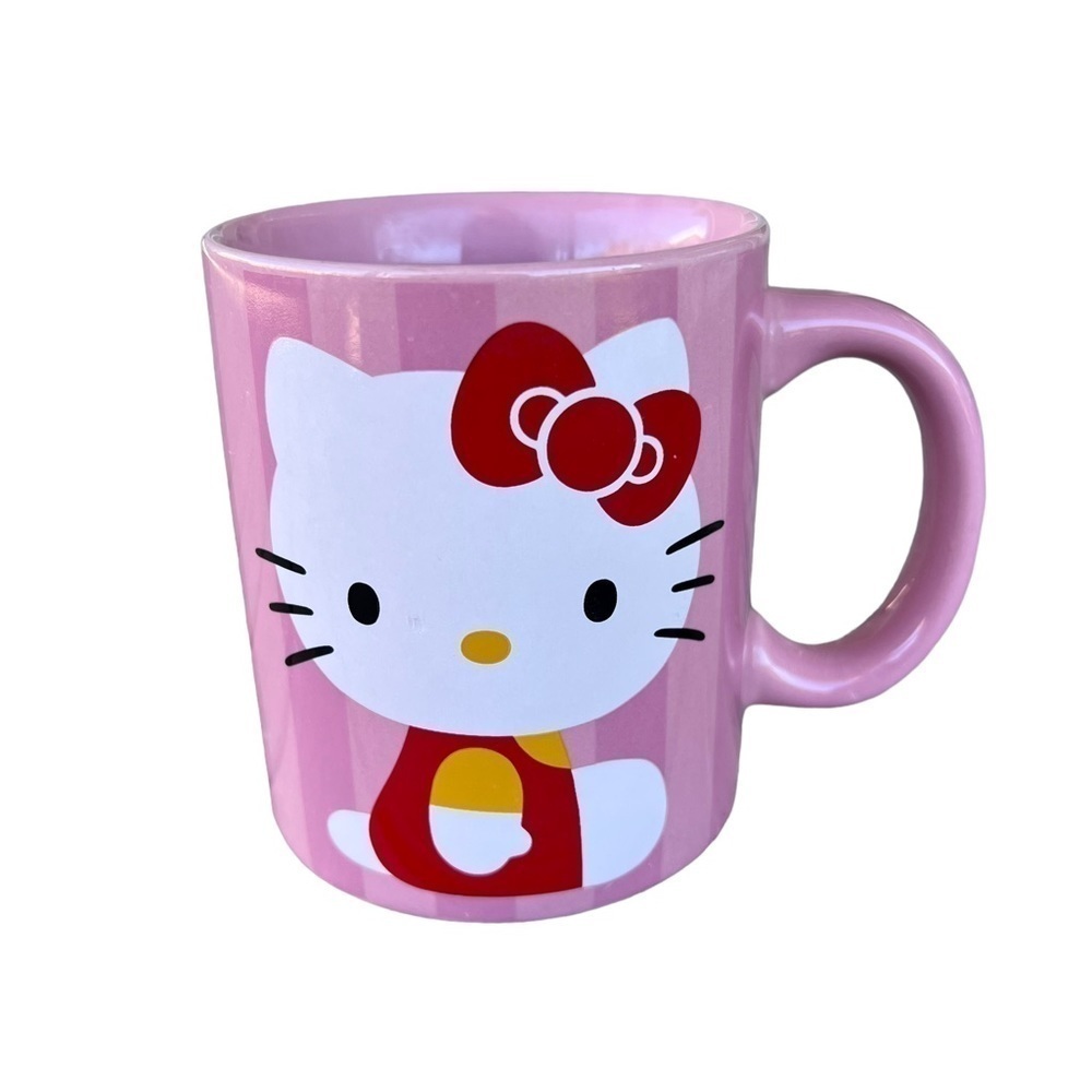 Sanrio Hello Kitty Pink Stripe Coffee Tea Mug